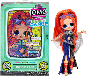 LOL Surprise OMG Dance Dance Dance Major Lady Fashion Doll with 15 Surprises Including Magic Black Light, Shoes, Hair Brush, Doll Stand and TV Package - A Great Gift for Girls Ages 4+