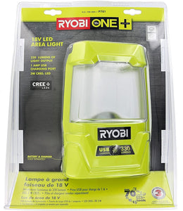 Ryobi P781 One+ 18V Lithium Ion 330 Lumen Cree LED Workshop Area Light w/ USB Phone Charger (Battery Not Included / Power Tool Only)
