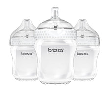 Load image into Gallery viewer, Baby Brezza Two Piece Natural Baby Bottle with Lid - Ergonomic, Wide Neck Design Makes it The Easiest to Clean - Modern Look - Anti-Colic - BPA Free Plastic - White Bottle - 9 Ounce - 3 Bottles