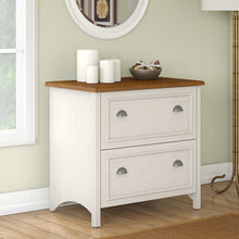 Load image into Gallery viewer, Bush Furniture Stanford 2 Drawer Lateral File Cabinet in Antique Black and Hansen Cherry