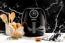 Load image into Gallery viewer, Chefman 3.5 Liter/3.6 Quart Air Fryer with Space Saving Flat Basket Oil Airfryer w/Dishwasher Safe Parts, 60 Minute Timer and Auto Shut Off, BPA Free, Large, Black