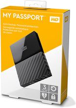 Load image into Gallery viewer, WD 3TB Black USB 3.0 My Passport Portable External Hard Drive (WDBYFT0030BBK-WESN)