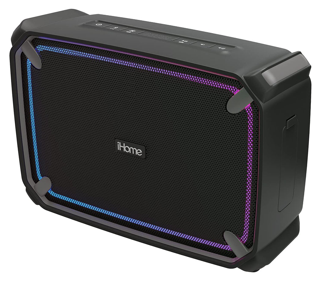 iHome iBT374 Weather Tough Portable Rechargeable Bluetooth Speaker with Speakerphone, Accent Lighting and USB Charging Port - Featuring Melody, Voice Powered Music Assistant