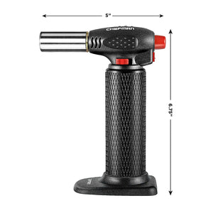 Chefman Culinary Torch Refillable Butane - Cooking Kitchen Blow Torch w/Safety Lock & Adjustable Flame Best for Baking, BBQ, Creme Brulee, Soldering, Camping & More! Butane Gas Not Included