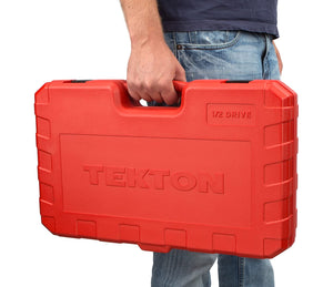 TEKTON 1/2-Inch Drive Socket Set, Inch/Metric, 6-Point, 3/8-Inch - 1-Inch, 10 mm - 24 mm, 58-Piece | 13201