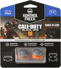 Load image into Gallery viewer, KontrolFreek Call of Duty: Black Ops 4 Grav Slam for PlayStation 4 (PS4) Controller | Performance Thumbsticks | 1 High-Rise Convex, 1 Mid-Rise Convex | Gray/Orange