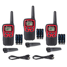 Load image into Gallery viewer, Midland - X-TALKER T31VP, 22 Channel FRS Walkie Talkie - Up to 26 Mile Range Two-Way Radio, 38 Privacy Codes, &amp; NOAA Weather Alert (3 Pack) (Black/Red)