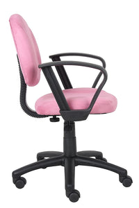 Boss Office Products B327-PK Perfect Posture Delux Microfiber Task Chair with Loop Arms in Pink
