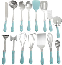 Load image into Gallery viewer, Frontier Collection 15-Piece All In One Tool And Gadget Set In Turquoise, Made of Stainless Steel, Nylon and Riveted ABS Handles, Dishwasher Safe