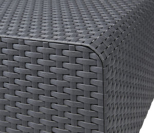 Keter Salta 3-Seater Seating Patio Sofa Sunbrella Cushions in a Resin Plastic Wicker Pattern