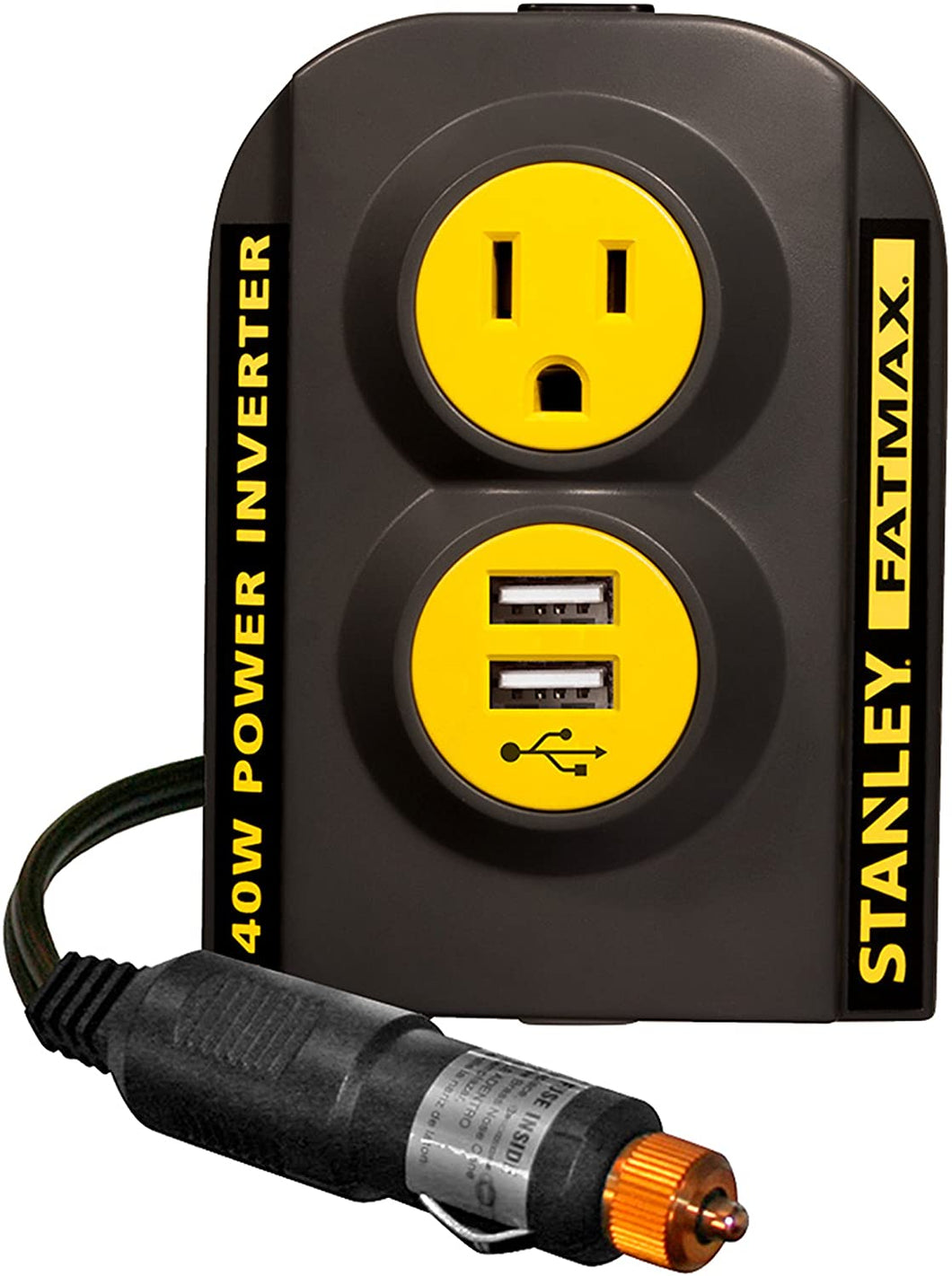 STANLEY FATMAX PCI140 140W Power Inverter: 12V DC to 120V AC Power Outlet with Dual USB Ports