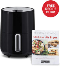 Load image into Gallery viewer, Magic Chef Airfryer 1.6 Quart Compact Snack Sized Oilless Fryer - Manual &amp; Digital Control - Dishwasher Safe Basket with Recipe Book Included - Black