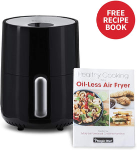Magic Chef Airfryer 1.6 Quart Compact Snack Sized Oilless Fryer - Manual & Digital Control - Dishwasher Safe Basket with Recipe Book Included - Black