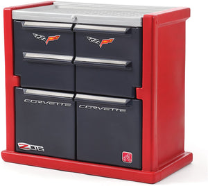 Step2 Corvette Dresser for Kids - Durable 4 Drawer Cabinet Organizer, Red/Black/Silver
