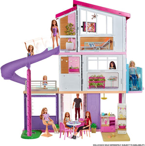 Barbie Dreamhouse 46.5 inch Dollhouse with Elevator, Pool, Slide and 70  Accessories Including Furniture and Household Items, Gift for 3 to 7 Year