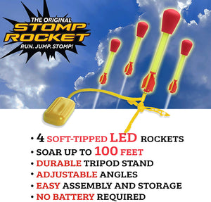 The Original Stomp Rocket Ultra Rocket LED, 4 Rockets - Outdoor Rocket Toy Gift for Boys and Girls- Comes with Toy Rocket Launcher - Ages 6 Years and Up