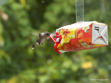 Load image into Gallery viewer, The Only Disposable/Recyclable, Ready-to-Use, Hummingbird Feeder-Prefllled w/Preservative and Dye Free&quot;Exactly Like Flower&quot; Nectar. Never Clean Another Feeder. Patented. (4 Pack) 44 FL OZ TOTAL