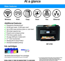 Load image into Gallery viewer, Epson Workforce Pro WF-3720 Wireless All-in-One Color Inkjet Printer, Copier, Scanner with Wi-Fi Direct, Amazon Dash Replenishment Enabled