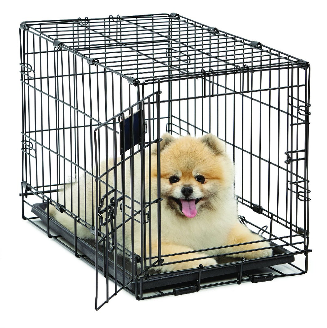 Dog Crate | MidWest Life Stages XS Folding Metal Dog Crate | Divider Panel, Floor Protecting Feet, Leak-Proof Dog Tray | 22L x 13W x 16H inches, XS Dog Breed