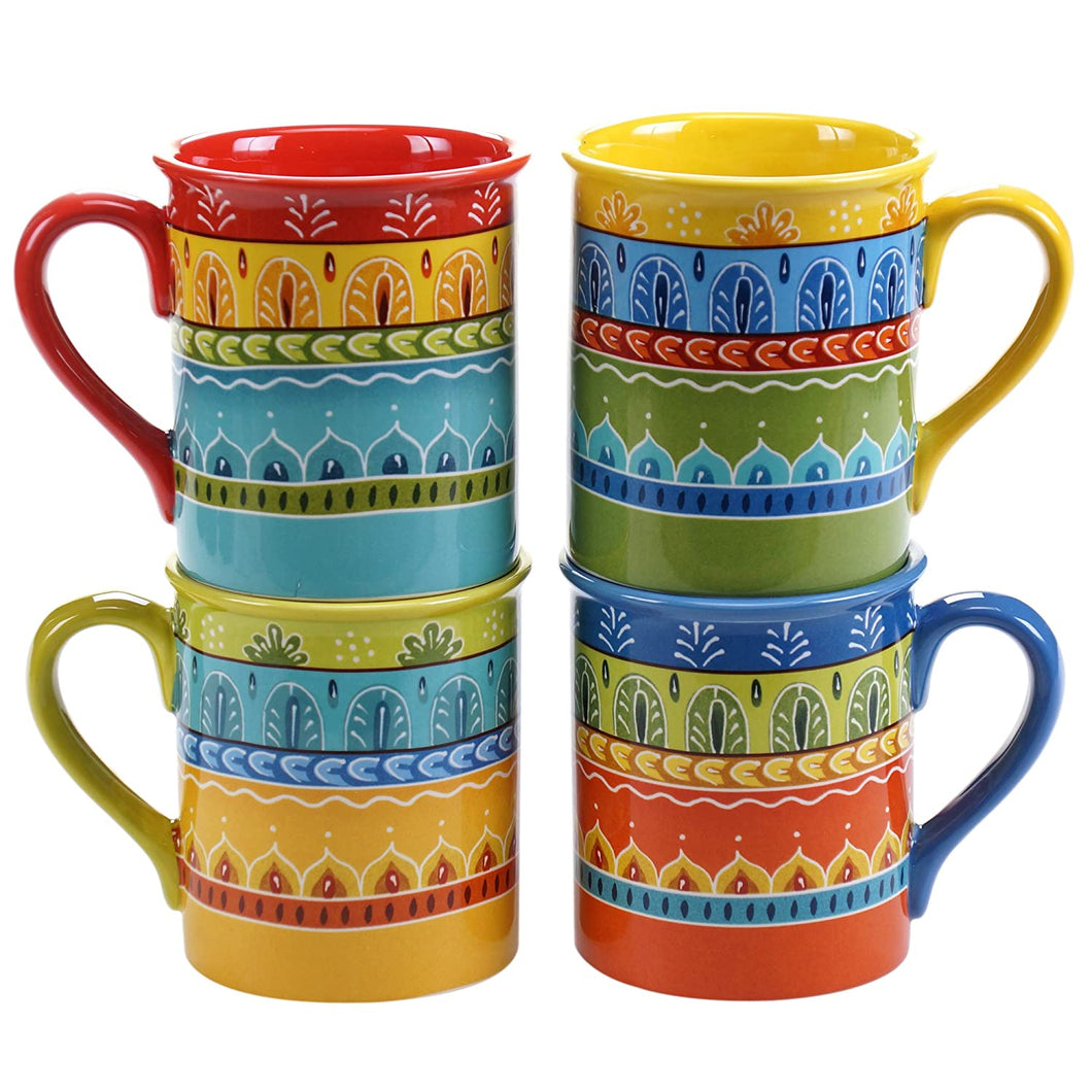 Certified International Valencia Mugs (Set of 4), 16 oz, Multicolor