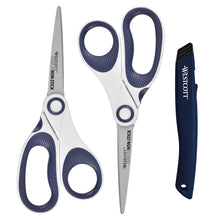 Load image into Gallery viewer, Westcott 2 Pack 8&quot; Titanium Nonstick Scissors and Ceramic Safety Box Cutter