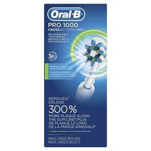 Oral-B White Pro 1000 Power Rechargeable Electric Toothbrush, Powered by Braun
