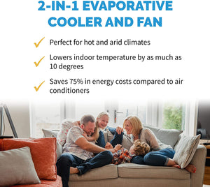 NewAir, AF-310, Portable Indoor Outdoor Evaporative Air Fan and Humidifier, Personal Swamp Cooler, 100 Square Foot Effective Range