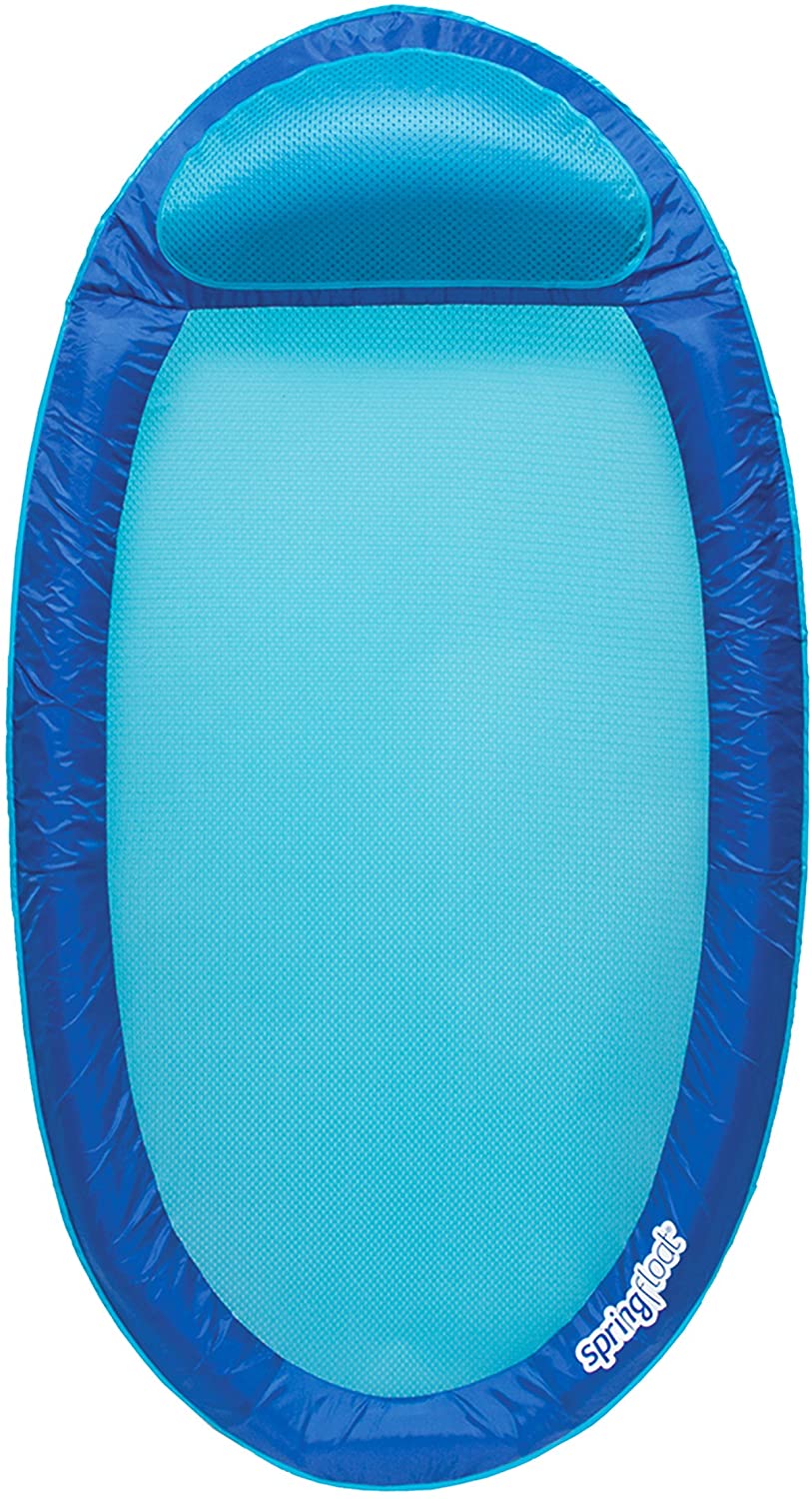 SwimWays Original Spring Float - Floating Swim Hammock for Pool or Lake - Dark Blue/Light Blue