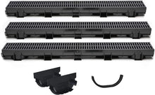 Load image into Gallery viewer, US TRENCH DRAIN - 3.33 ft Regular Trench Drain - Black Polymer, Heel Friendly Grate - For Drainage Systems, Driveway, Basement, Pools, etc.