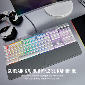 CORSAIR K70 RAPIDFIRE Mechanical Gaming Keyboard - Backlit Red LED - USB Passthrough & Media Controls - Fastest & Linear - Cherry MX Speed