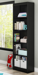 South Shore Axess Collection 5-Shelf Narrow Bookcase, Pure Black