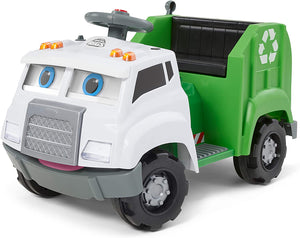 Kid Trax Real Rigs Toddler Recycling Truck Interactive Ride On Toy, Kids Ages 1.5-4 Years, 6 Volt Battery and Charger, Sound Effects, 9 Recycling Accessories Included (KT1535TG) , Green