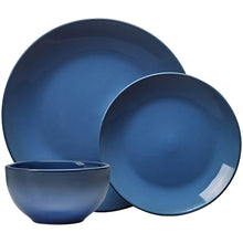 Load image into Gallery viewer, Everyday Glaze Stoneware Dinnerware Set, Blue 12 Piece Service for 4