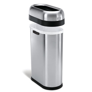 simplehuman Slim Open Top Trash Can, Commercial Grade, Heavy Gauge Stainless Steel, 50 L / 13 Gal