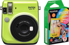 Load image into Gallery viewer, Fujifilm Instax Mini 70 Instant Film Camera (Kiwi Green) and Instax Mini Rainbow Film Value Pack - 10 Images