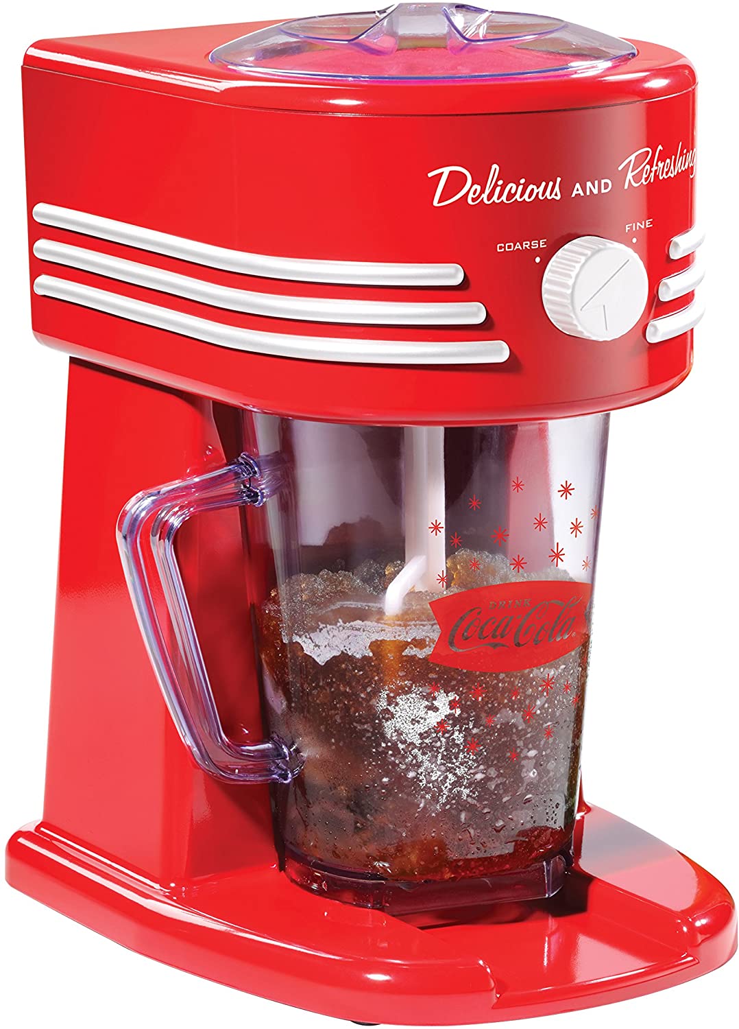 Nostalgia Coca-Cola Snow Cone Maker and Shaved Ice Storage, Red