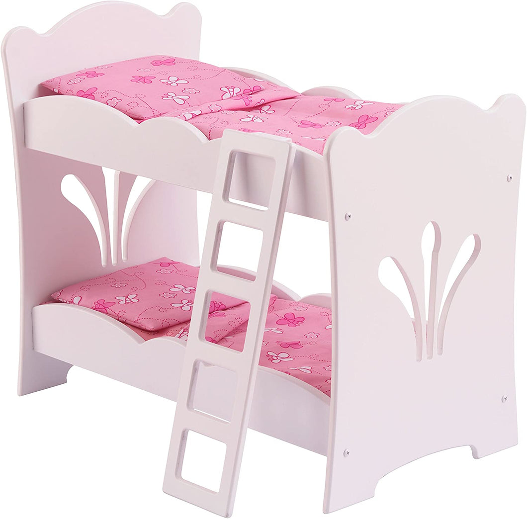 KidKraft Wooden Lil' Doll Bunk Bed with Bedding Set, Furniture for 18