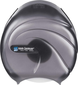 San Jamar R2090TBK Single 9" Jumbo Bath Tissue Dispenser, Oceans Design, Transparent Black Pearl