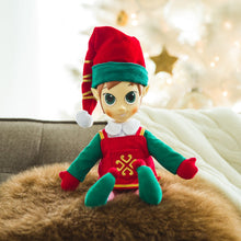 Load image into Gallery viewer, Portable North Pole Do-Good Elf Plush Toy Red with Personalized Video Messages from Santa