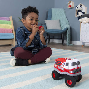 Plush Power RC, Remote Control Fire Truck with Soft Body and 2-Way Steering, for Kids Aged 3 and Up