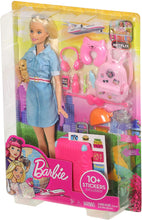 Load image into Gallery viewer, Barbie Doll and Travel Set, with pet, luggage and accessories