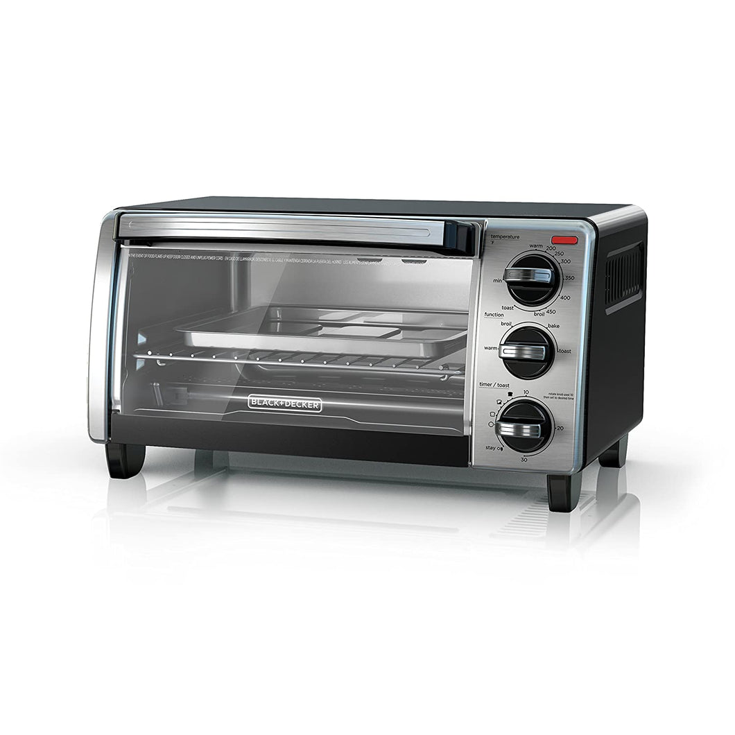BLACK+DECKER  4-Slice Toaster Oven with Natural Convection, Black, TO1750SB