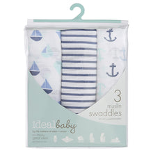 Load image into Gallery viewer, ideal baby by the makers of aden + anais Swaddle 3 Pack, Set sail