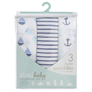 ideal baby by the makers of aden + anais Swaddle 3 Pack, Set sail