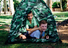 Load image into Gallery viewer, Pacific Play Tents 23335 Kids Green Camo Dome Tent Set with Sleeping Bag and Chair