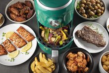 Load image into Gallery viewer, Aria Air Fryers RAG-596 Air Fryer, 2Qt, Dark Green With White Trim &amp; Basket Handle