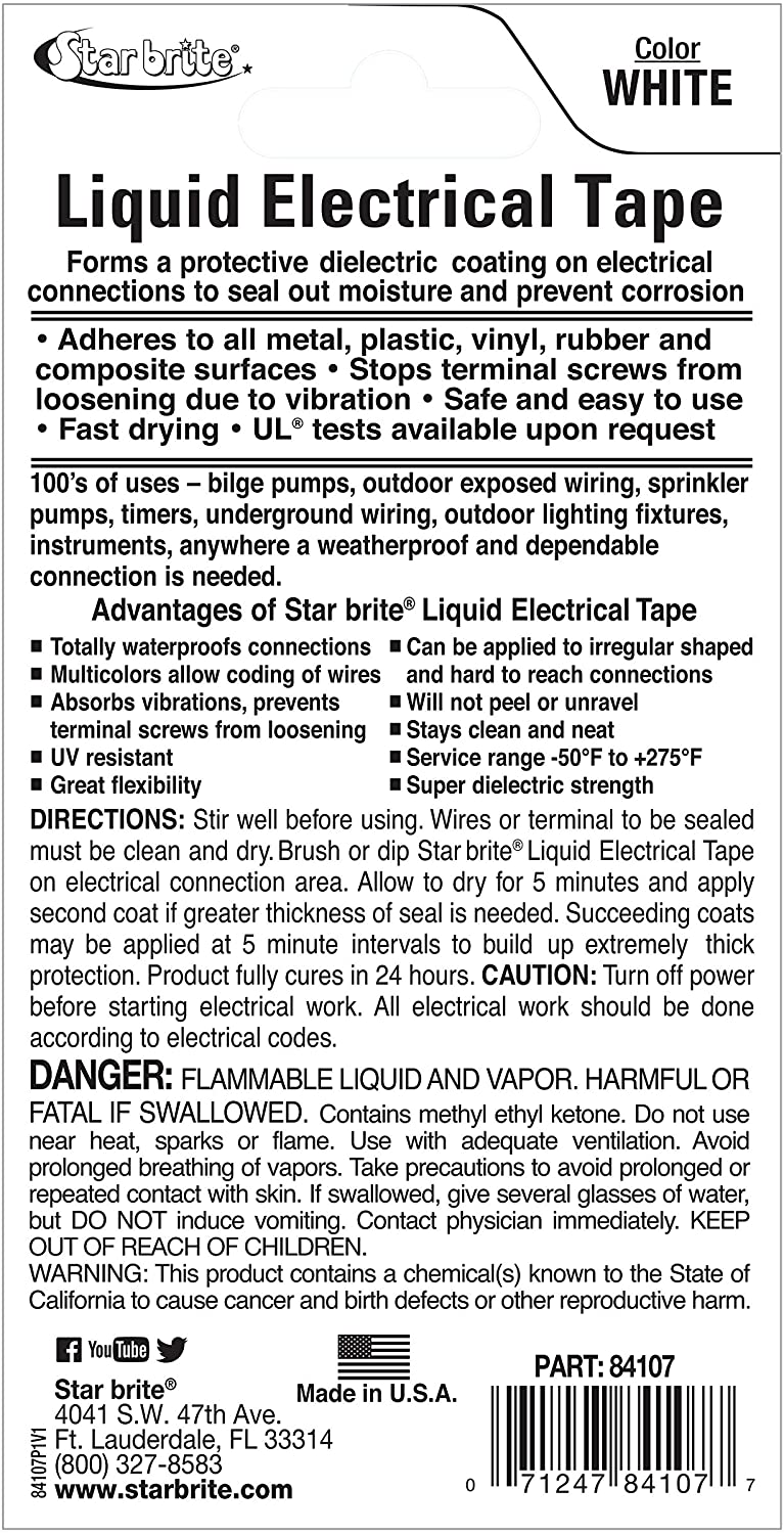 Star Brite Liquid Electrical Tape - LET Black 4 oz Can Clear 4 oz