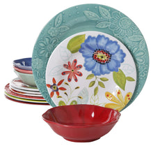 Load image into Gallery viewer, Gibson Studio 116500.12 Flora 12 Piece Melamine Dinnerware Set, Mix and Match
