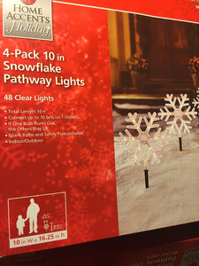 10 Inch Snowflakes Pathway Lights, 4 Pack