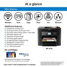 Load image into Gallery viewer, Epson Workforce Pro WF-4730 Wireless All-in-One Color Inkjet Printer, Copier, Scanner with Wi-Fi Direct, Amazon Dash Replenishment Enabled